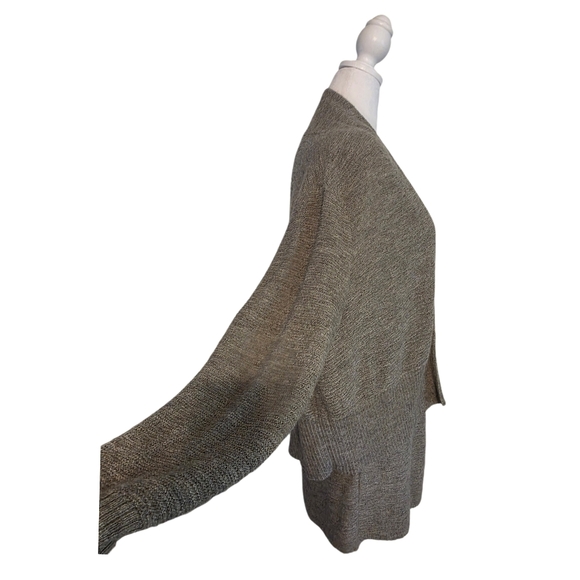 EILEEN FISHER Gray 100% Alpaca Open Front Cardigan Set Sz M EUC - Picture 2 of 16